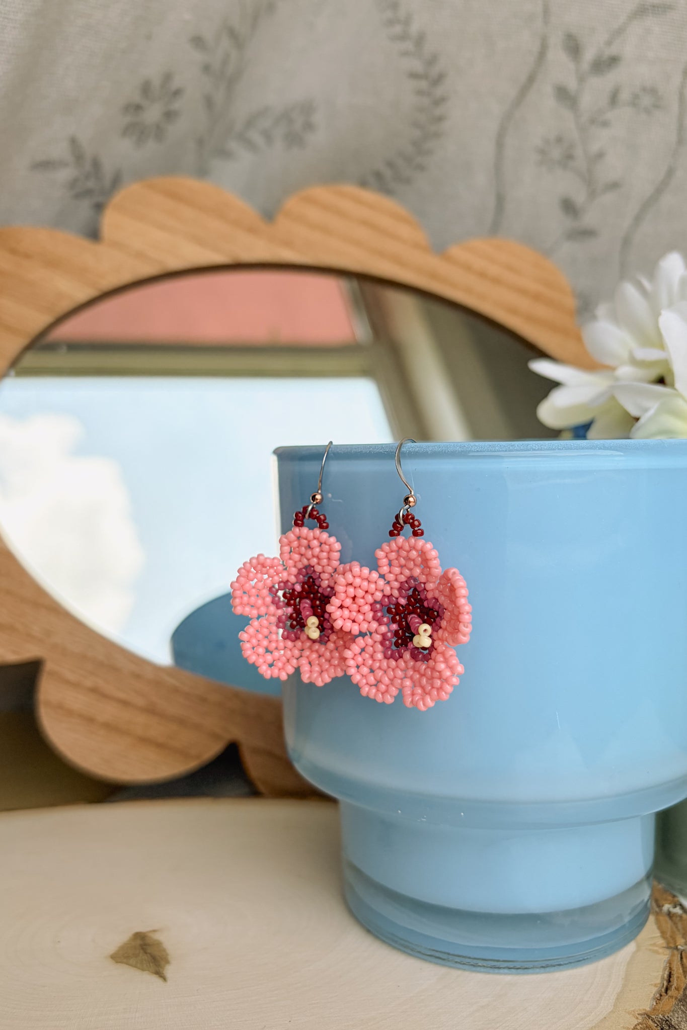 Pink hibiscus blooms