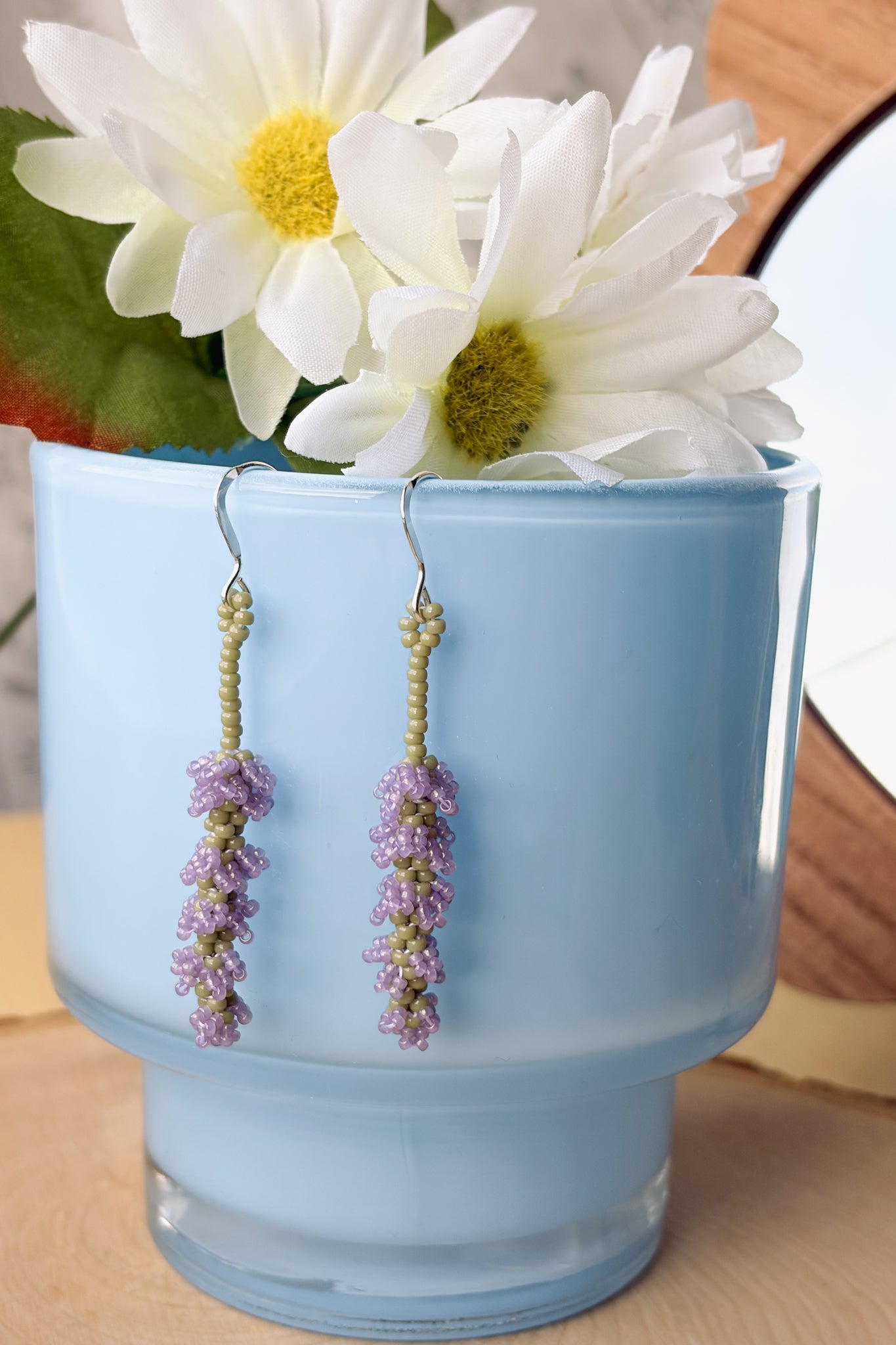 Lavender stem earrings