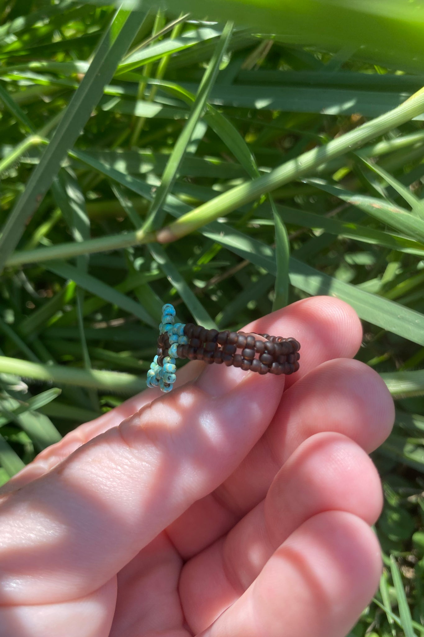 Turquoise and brown cinque ring (9)