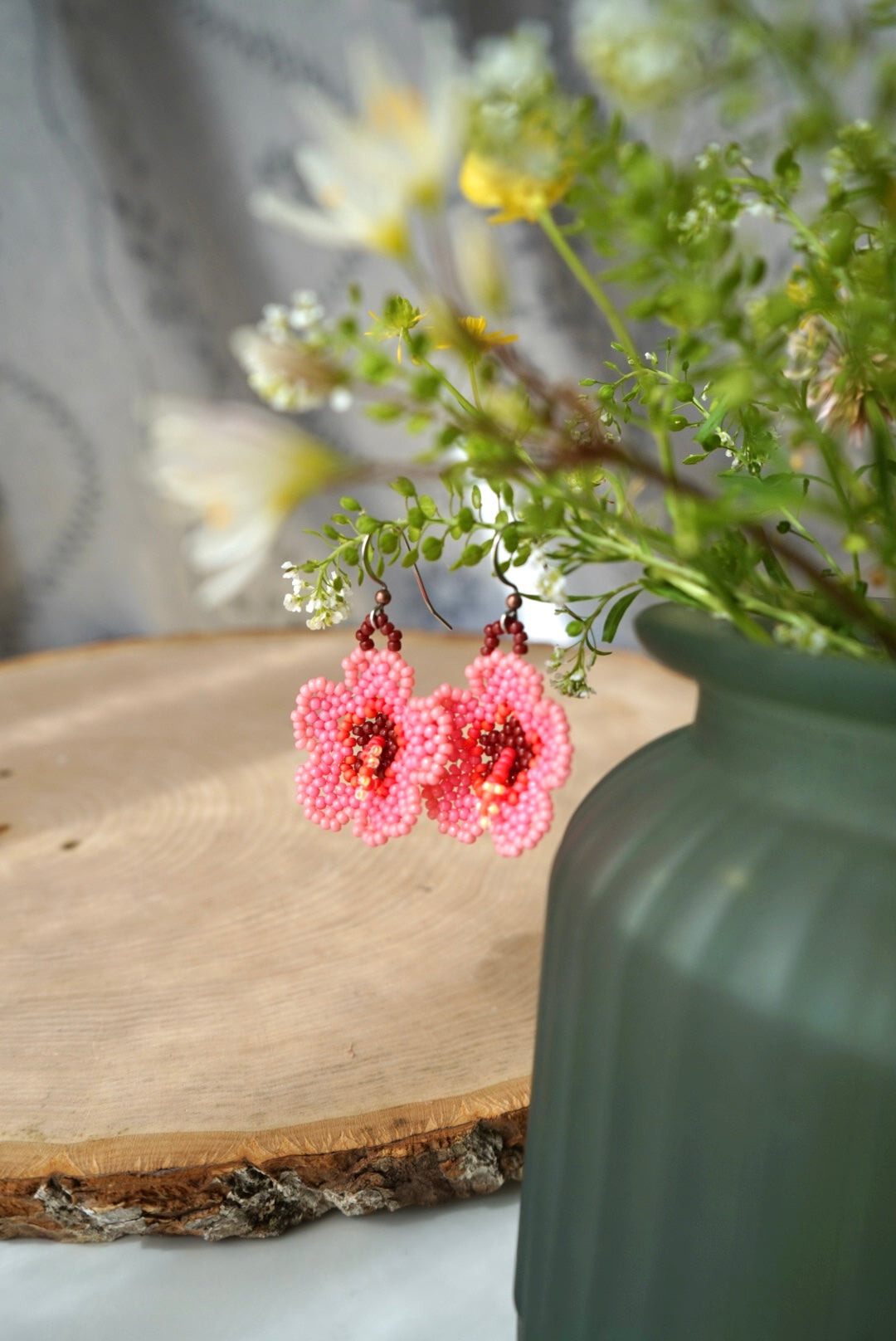Pink hibiscus blooms