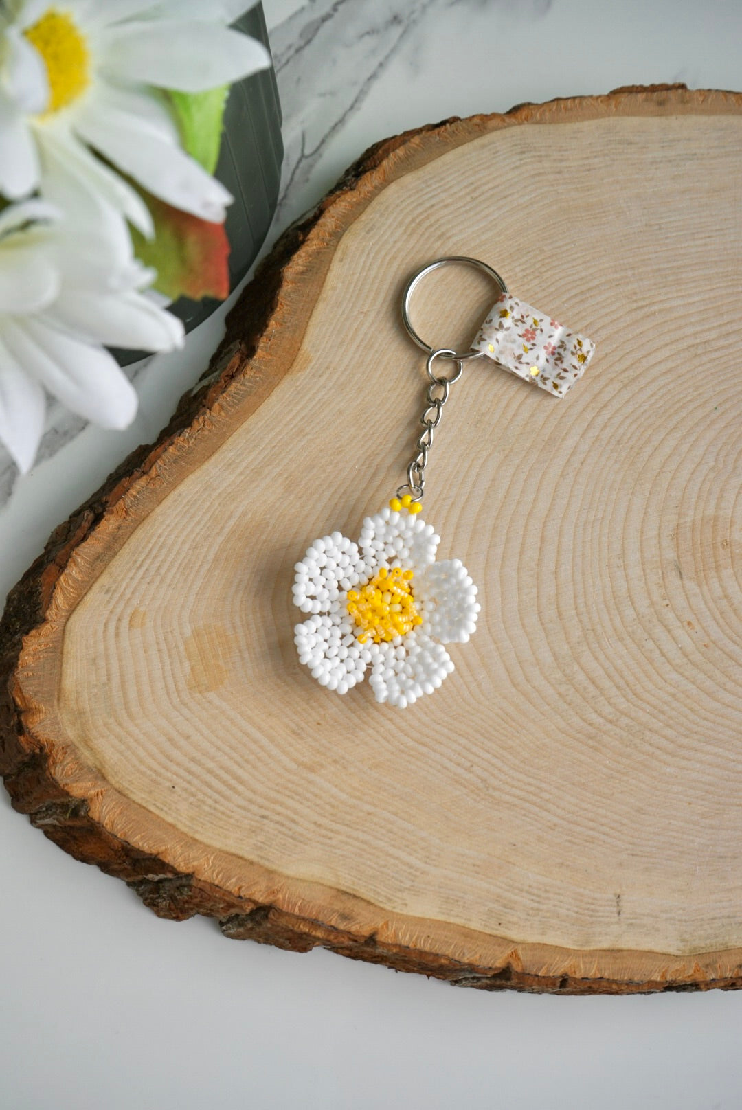 Cherokee rose flower keychain