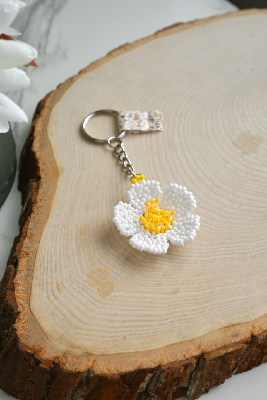 Cherokee rose flower keychain