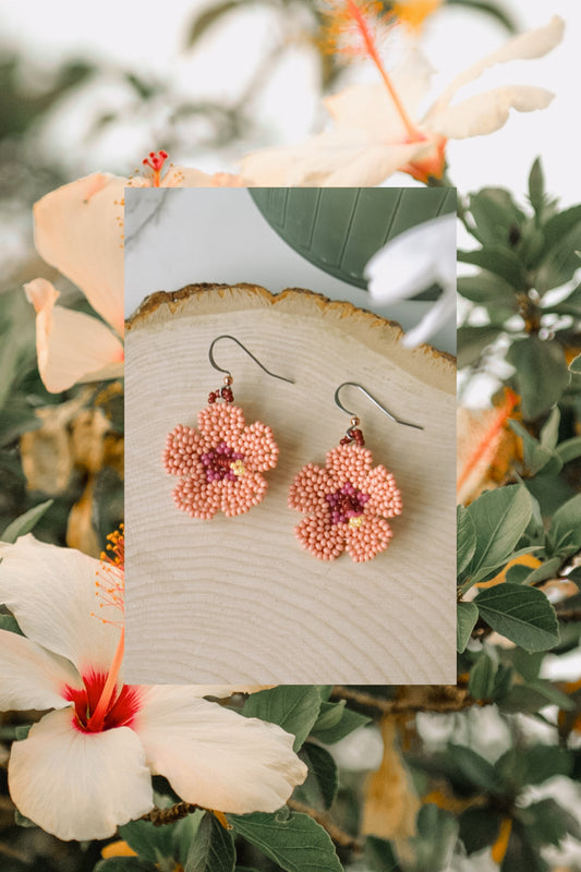 Dusty pink hibiscus blooms