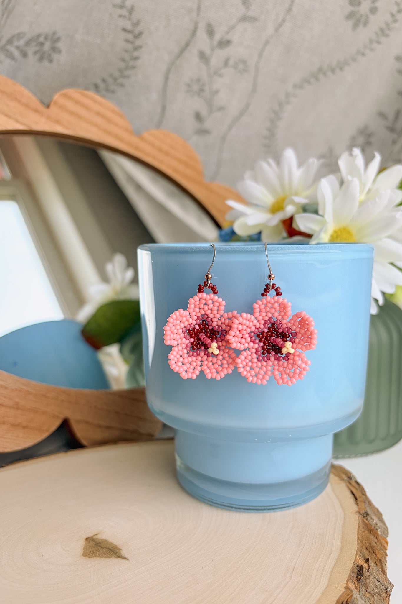 Pink hibiscus blooms