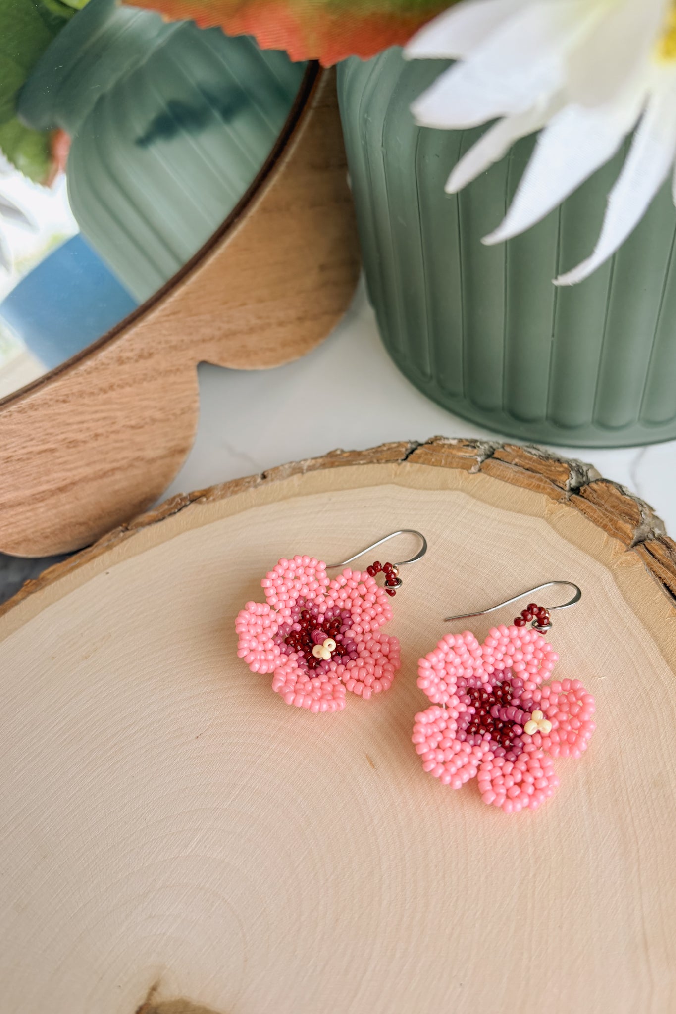 Pink hibiscus blooms