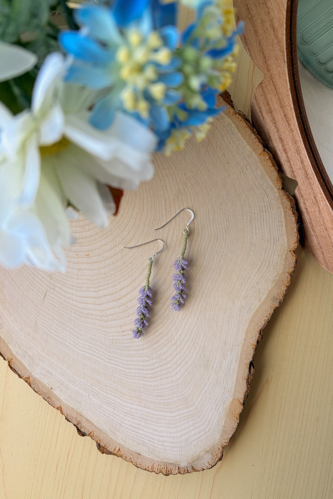 Lavender stem earrings