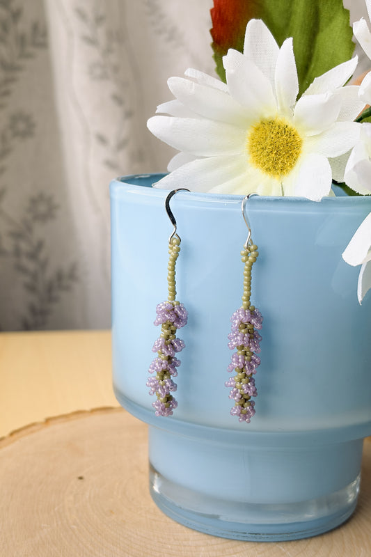 Lavender stem earrings