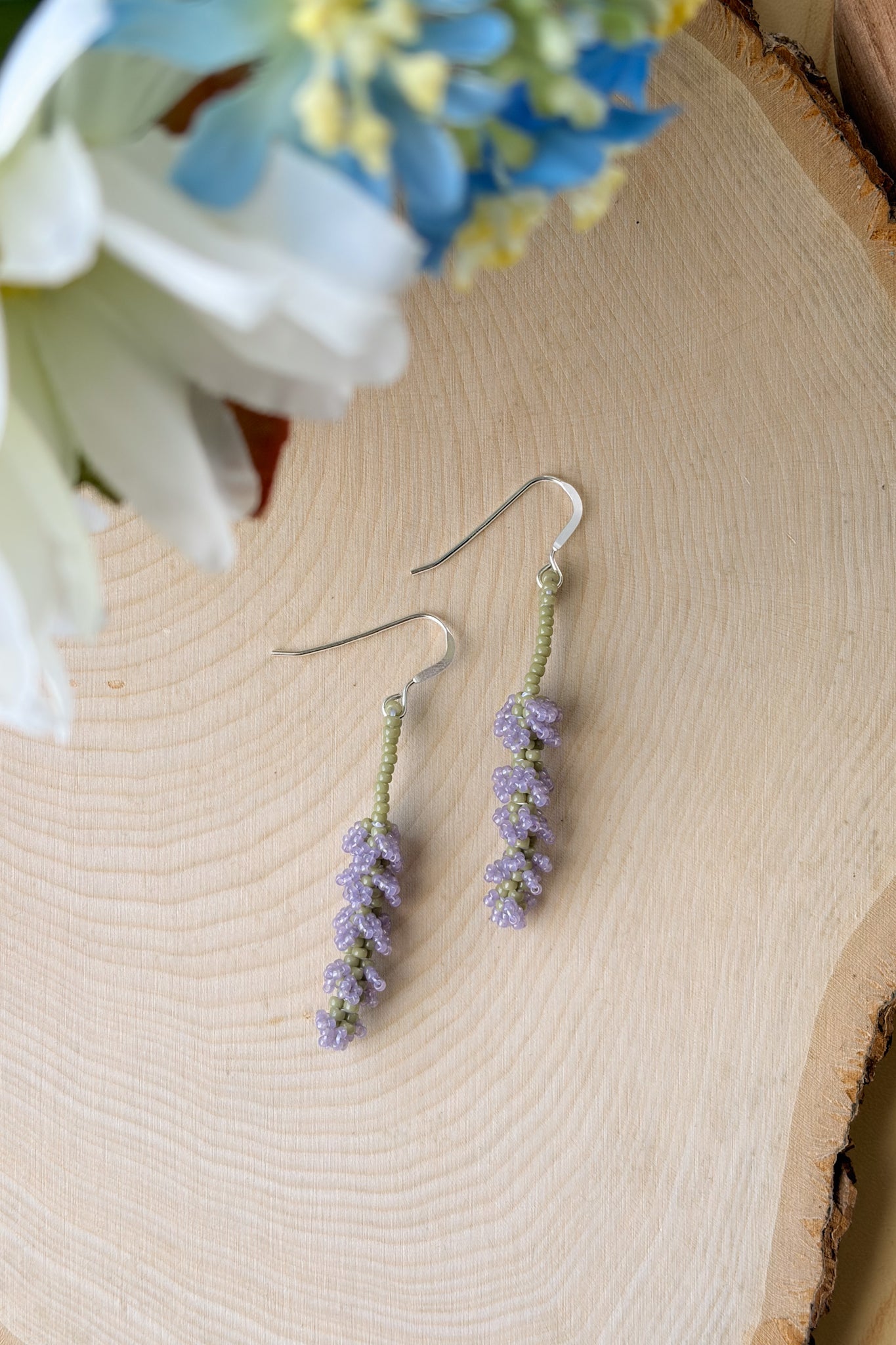 Lavender stem earrings