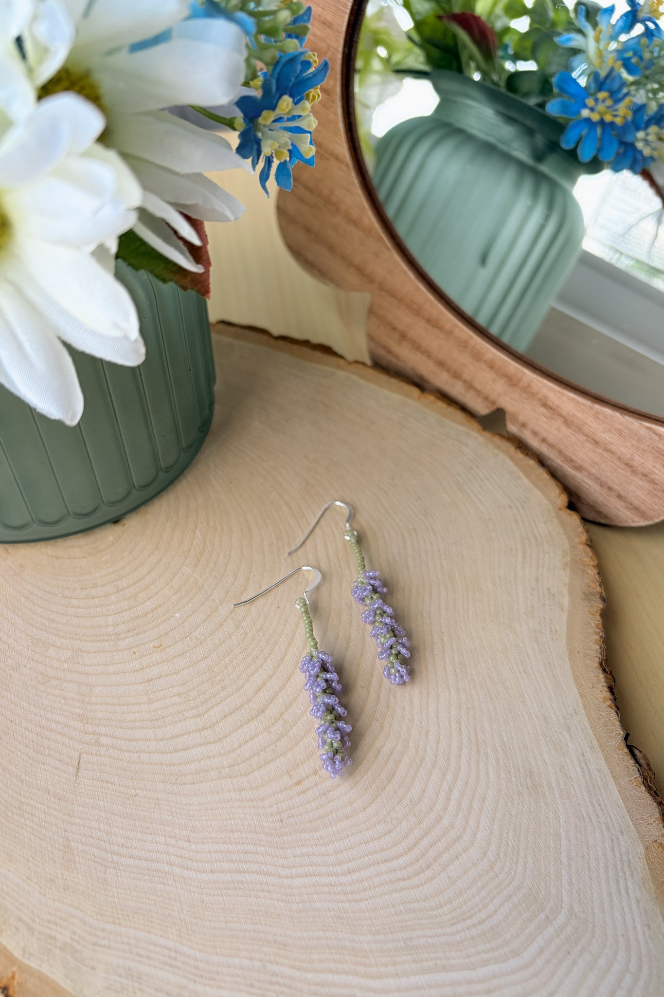 Lavender stem earrings