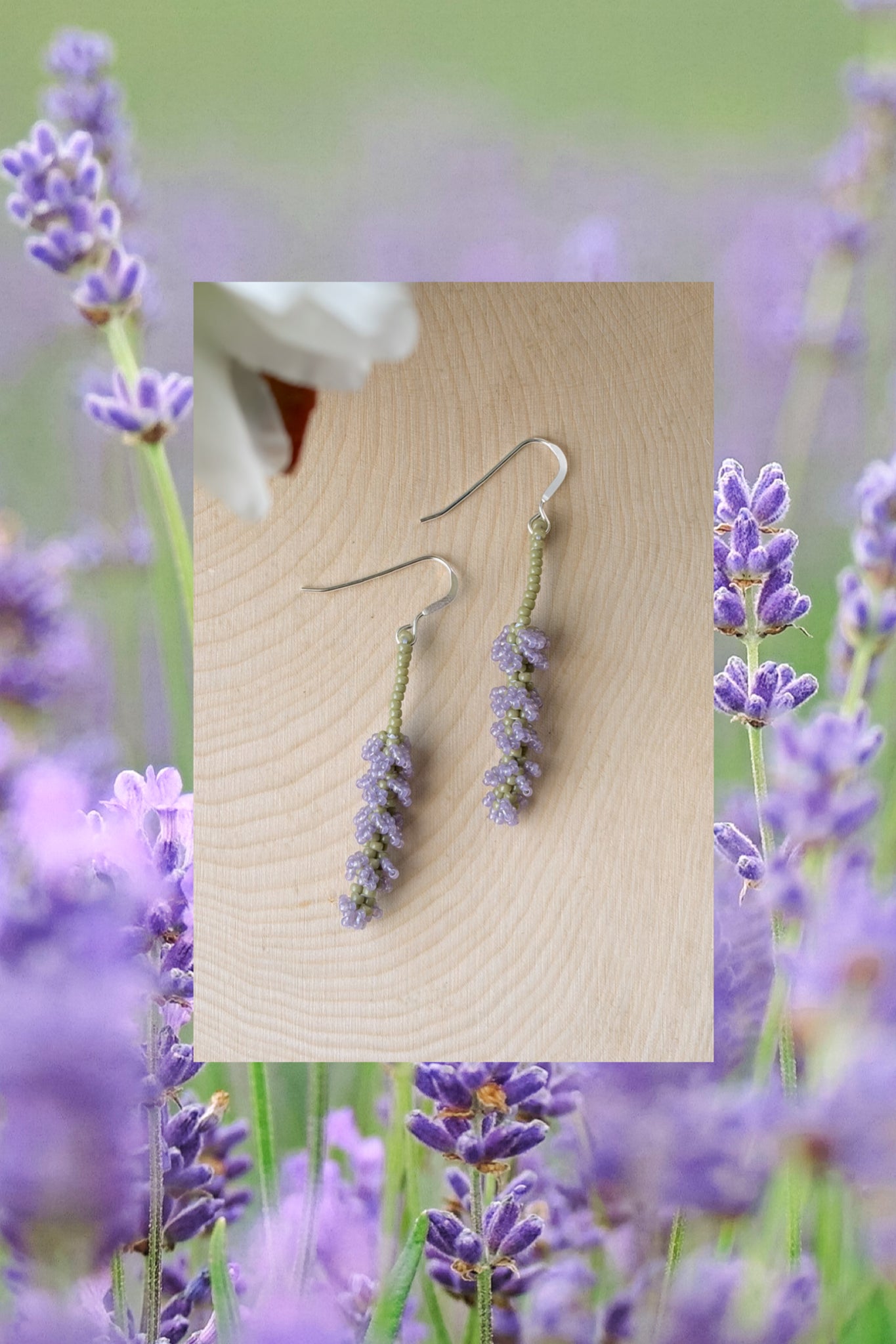 Lavender stem earrings