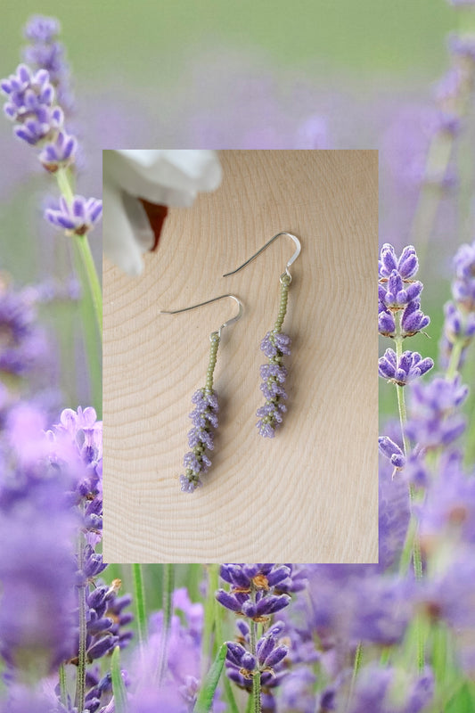 Lavender stem earrings