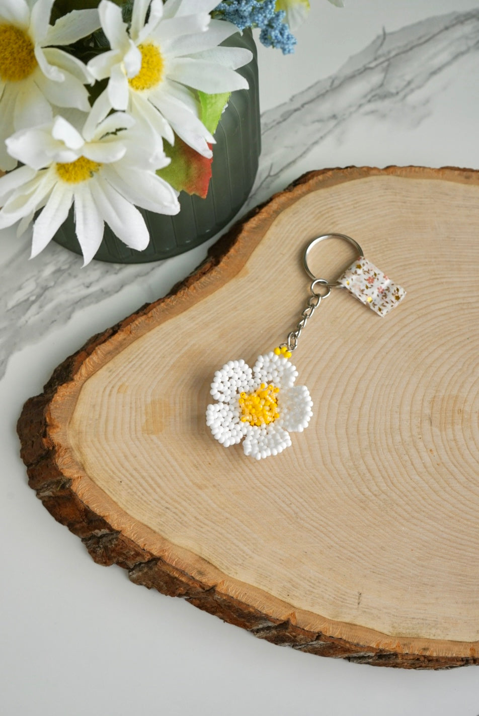 Cherokee rose flower keychain