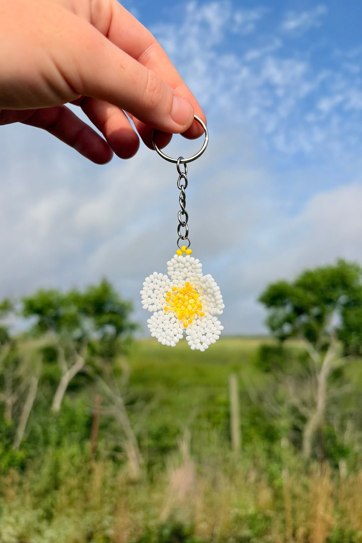 Cherokee rose flower keychain