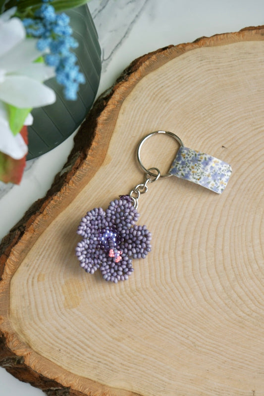 Deep purple hibiscus keychain