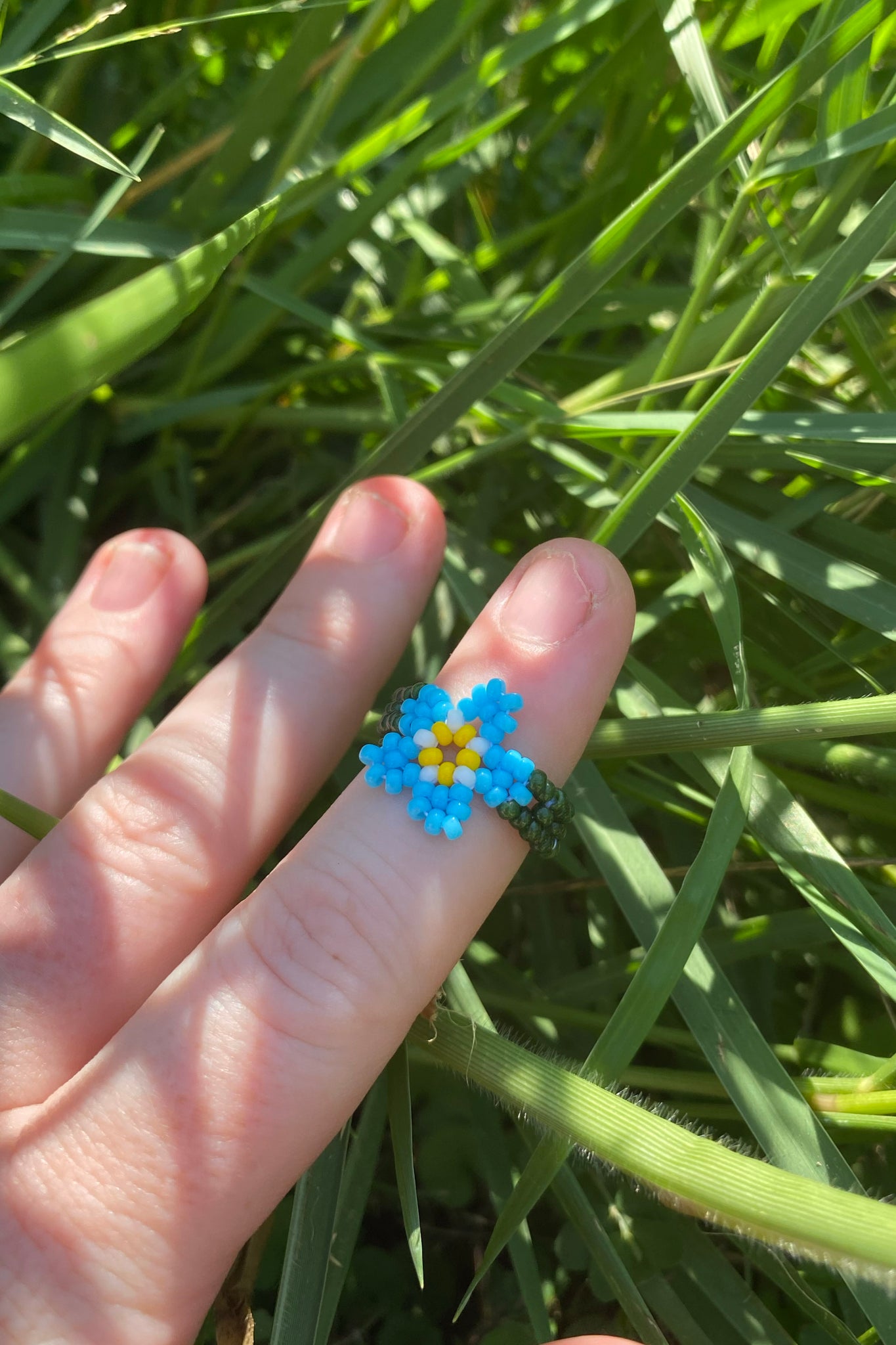 Forget-me-not ring (5.5) (olive band)