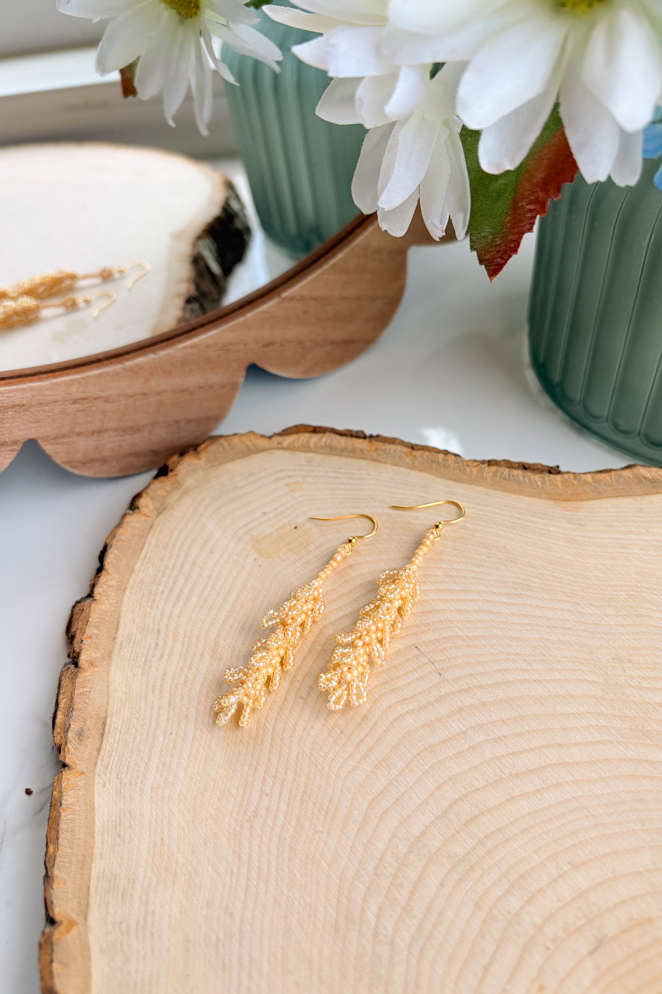 Golden wheat earrings (long)