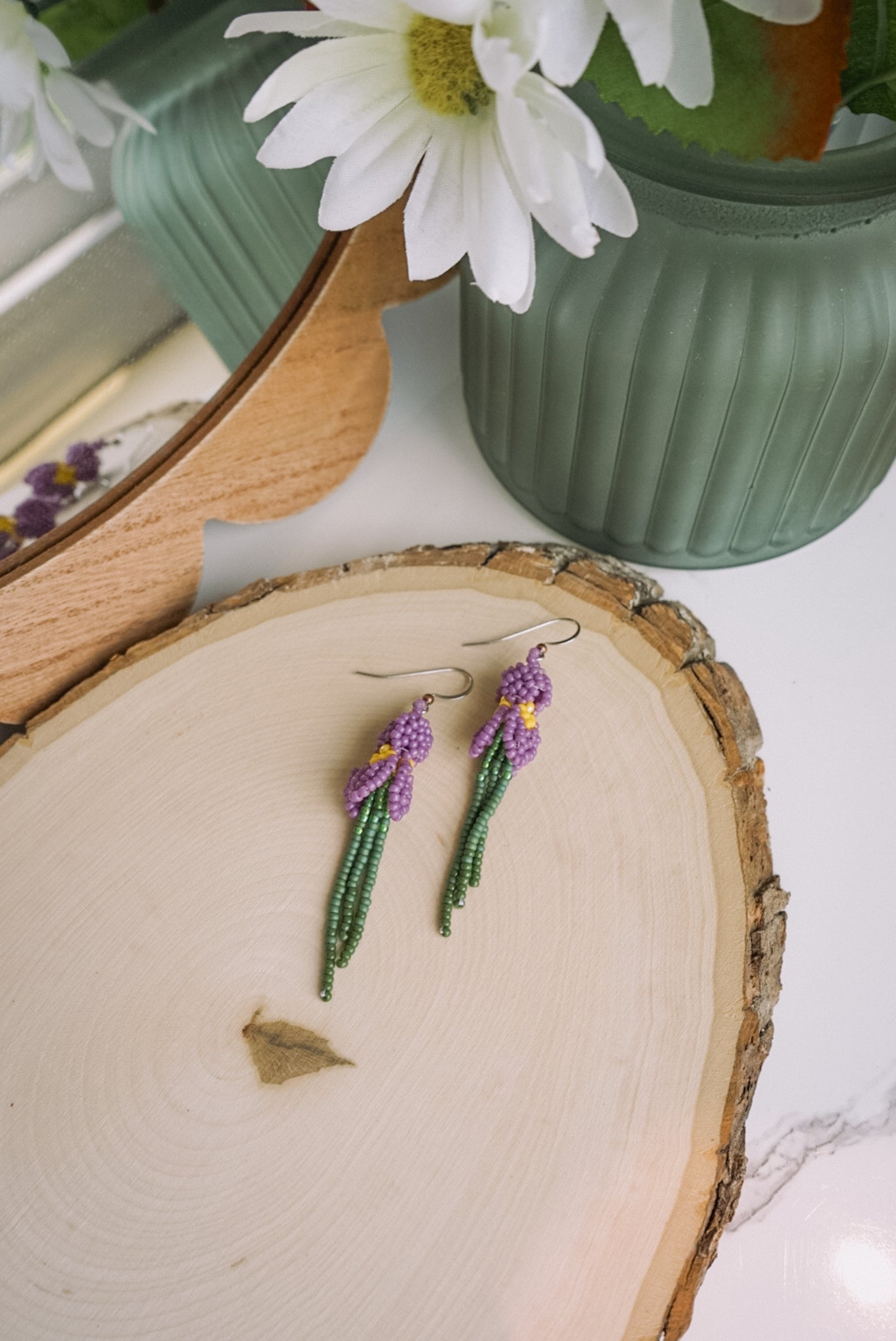 Purple iris stems