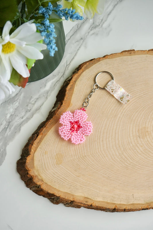 Ballet pink hibiscus keychain