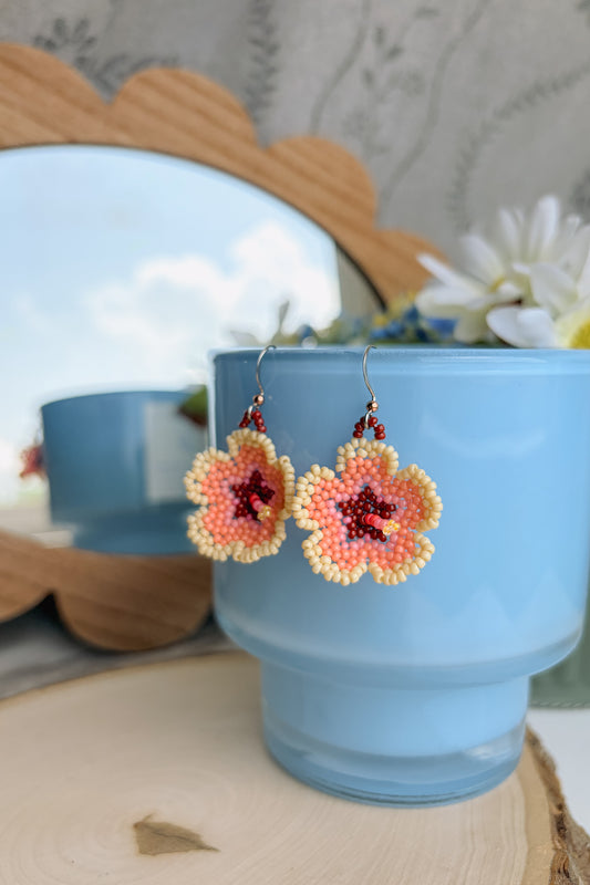 Peachy hibiscus blooms (A)