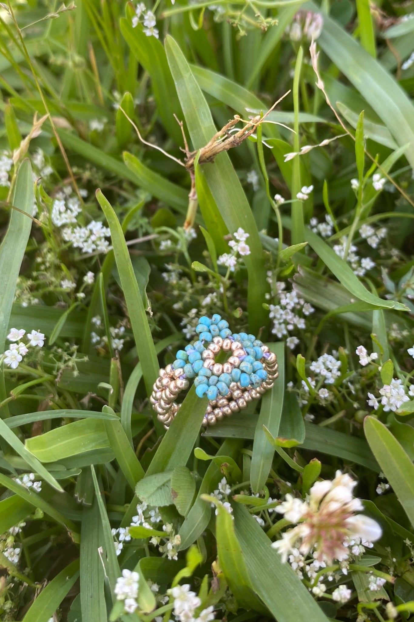 Turquoise and gold cinque ring (6.5)