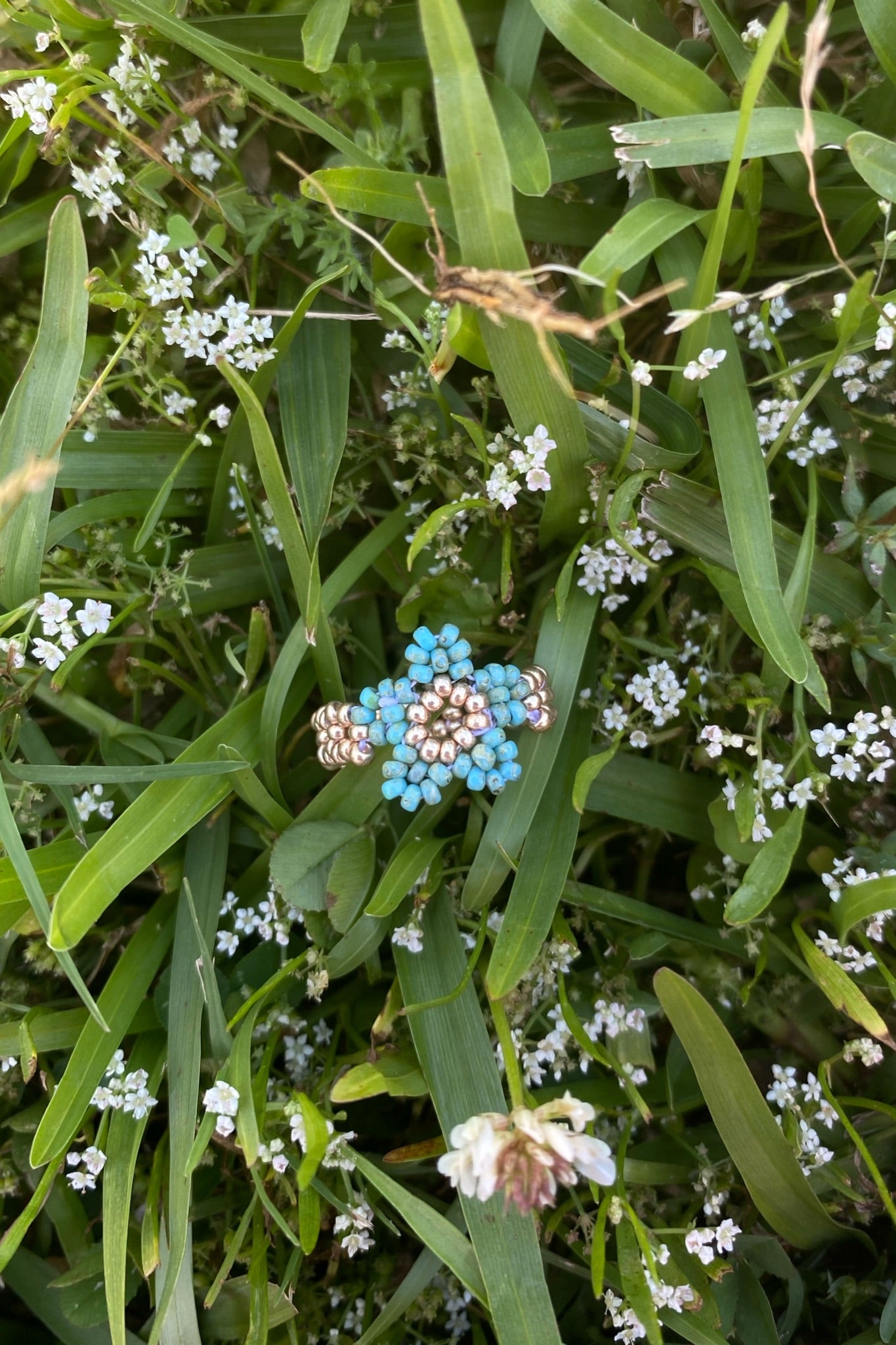 Turquoise and gold cinque ring (6.5)