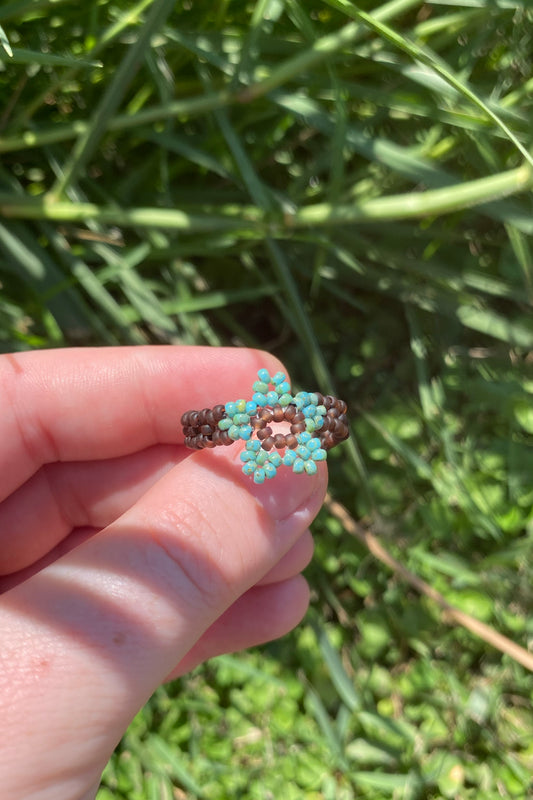 Turquoise and brown cinque ring (9)