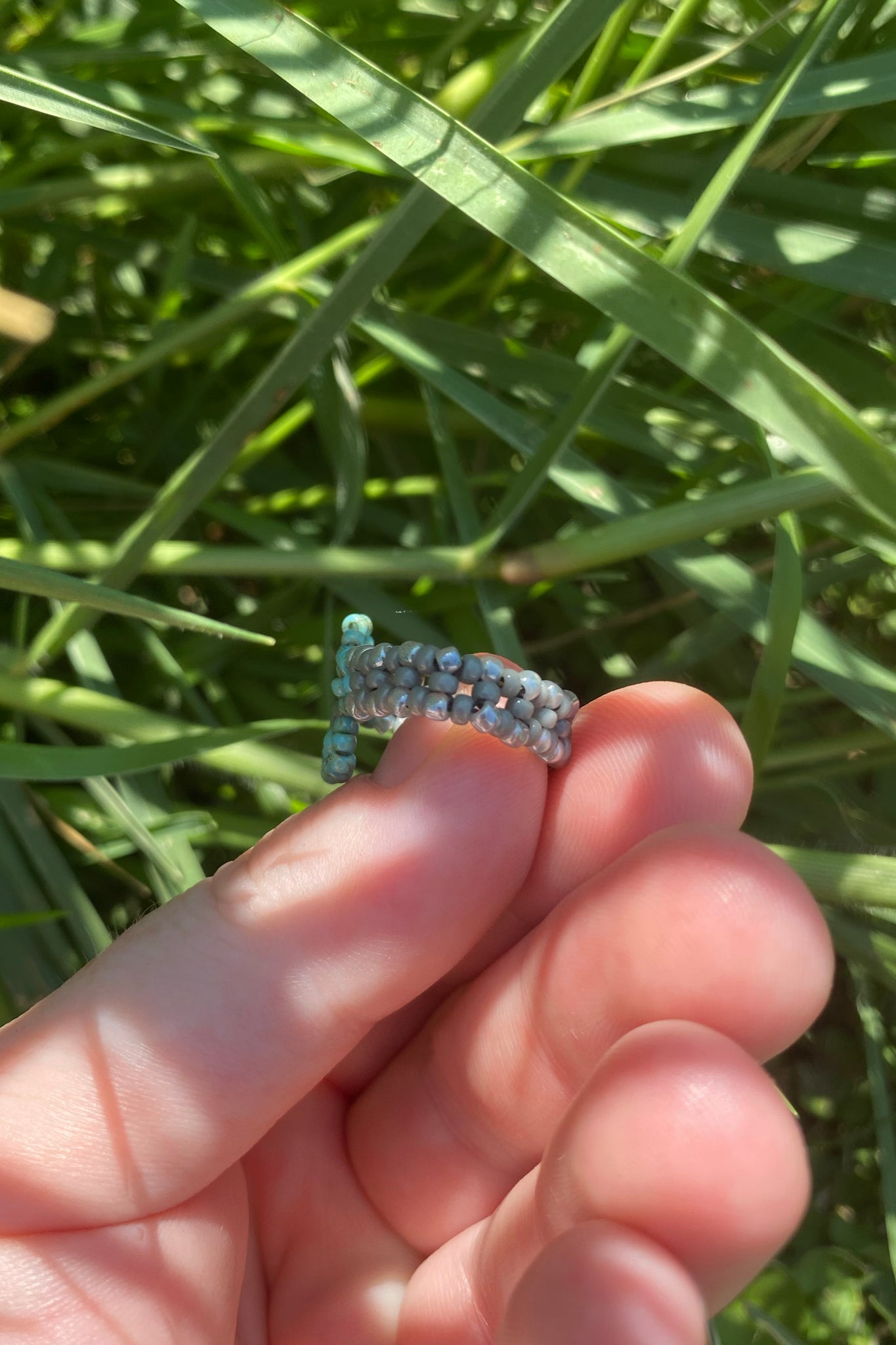 Turquoise and gray cinque ring (9)