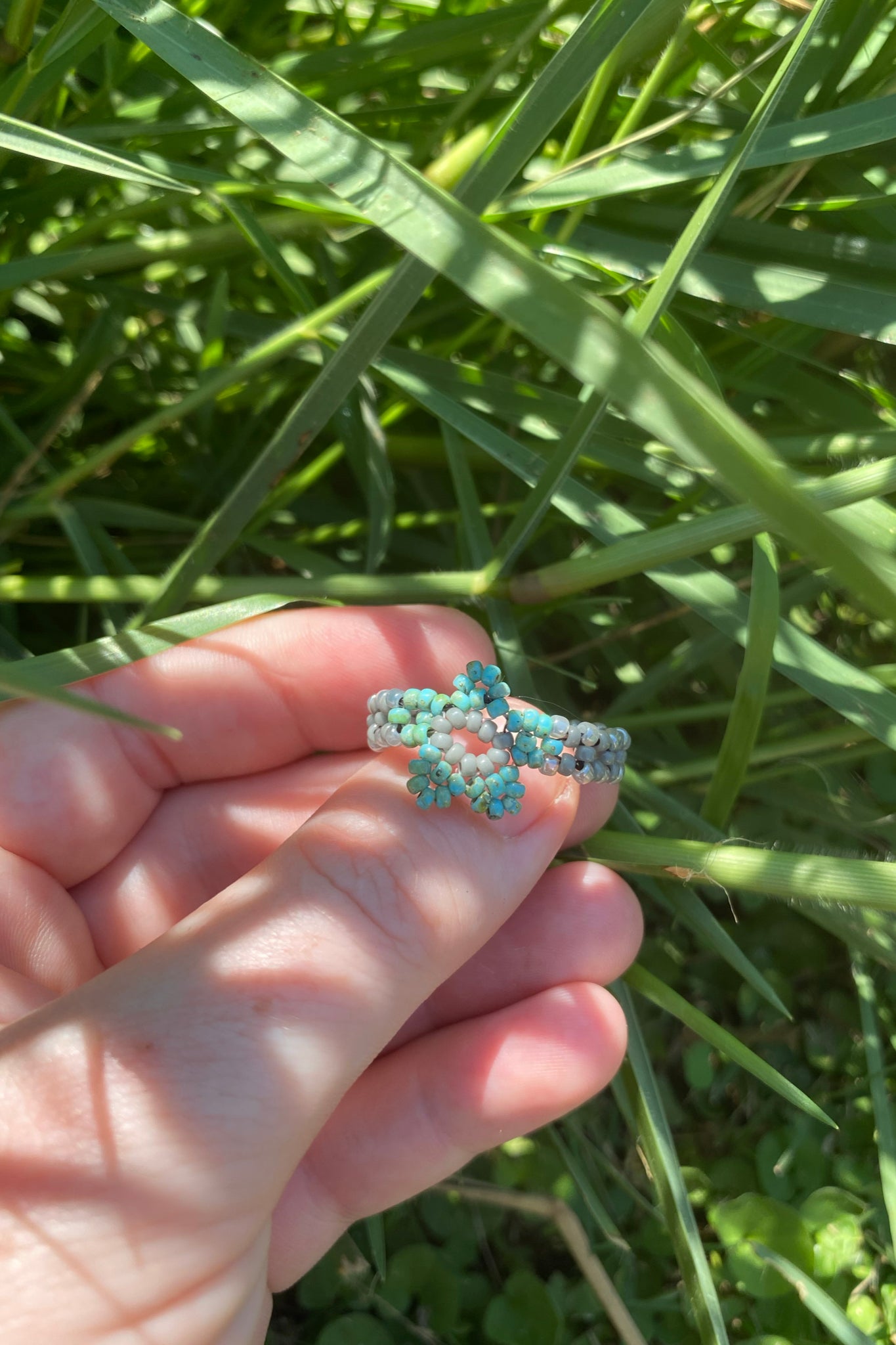 Turquoise and gray cinque ring (9)