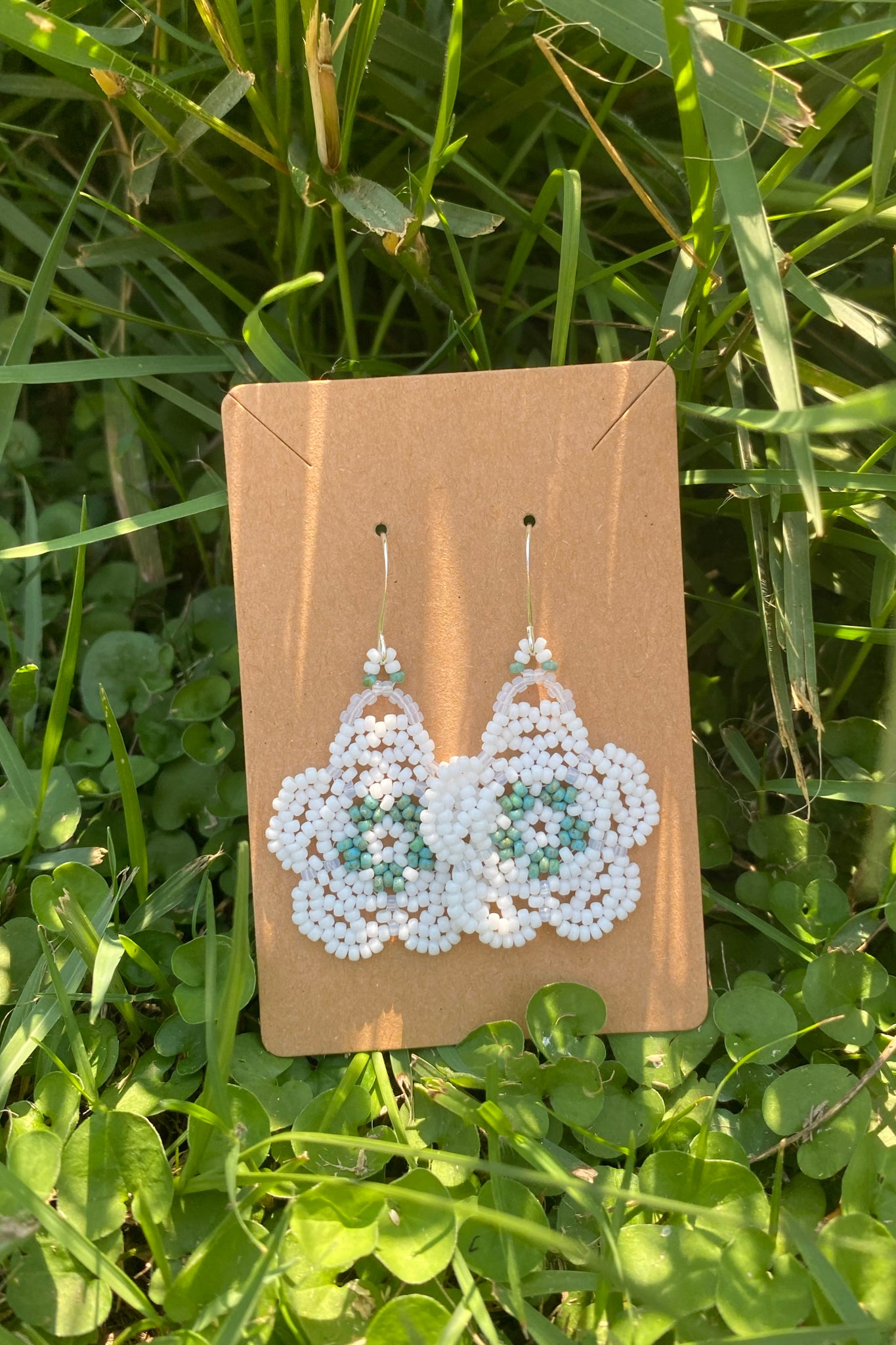 White and turquoise blooms