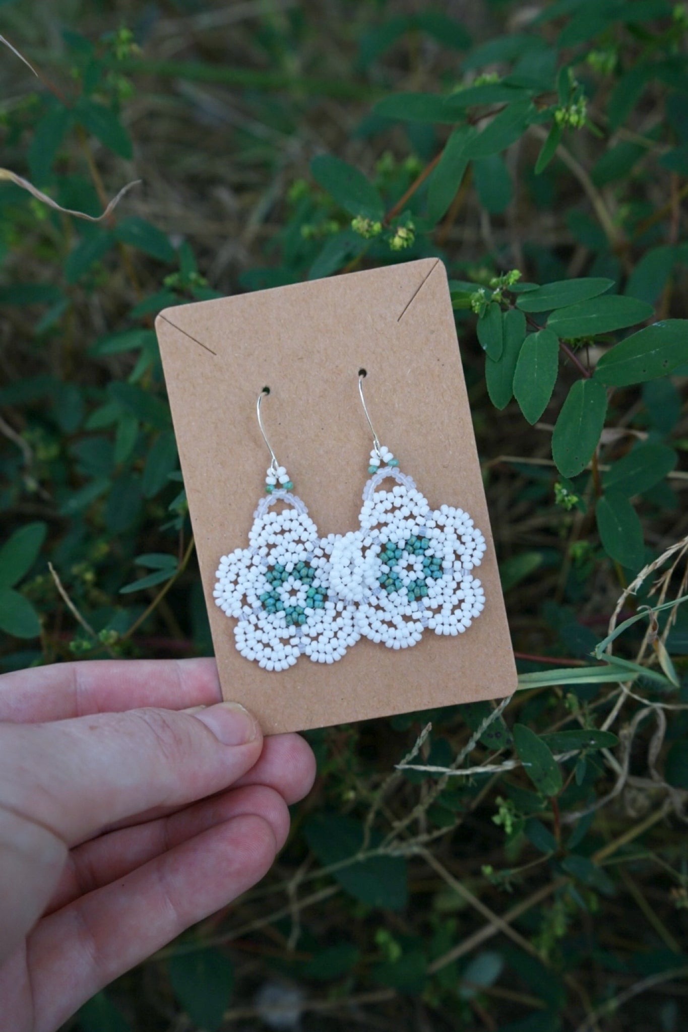 White and turquoise blooms